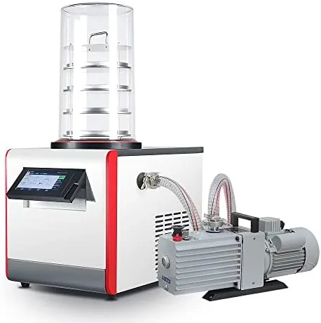 hnzxib 60c lab benchtop freeze dryer lyophilizer with dual stage vacuum pump 3kg ice capture 5pa vacuum 4 trays for scientific research material science 110vbasic style